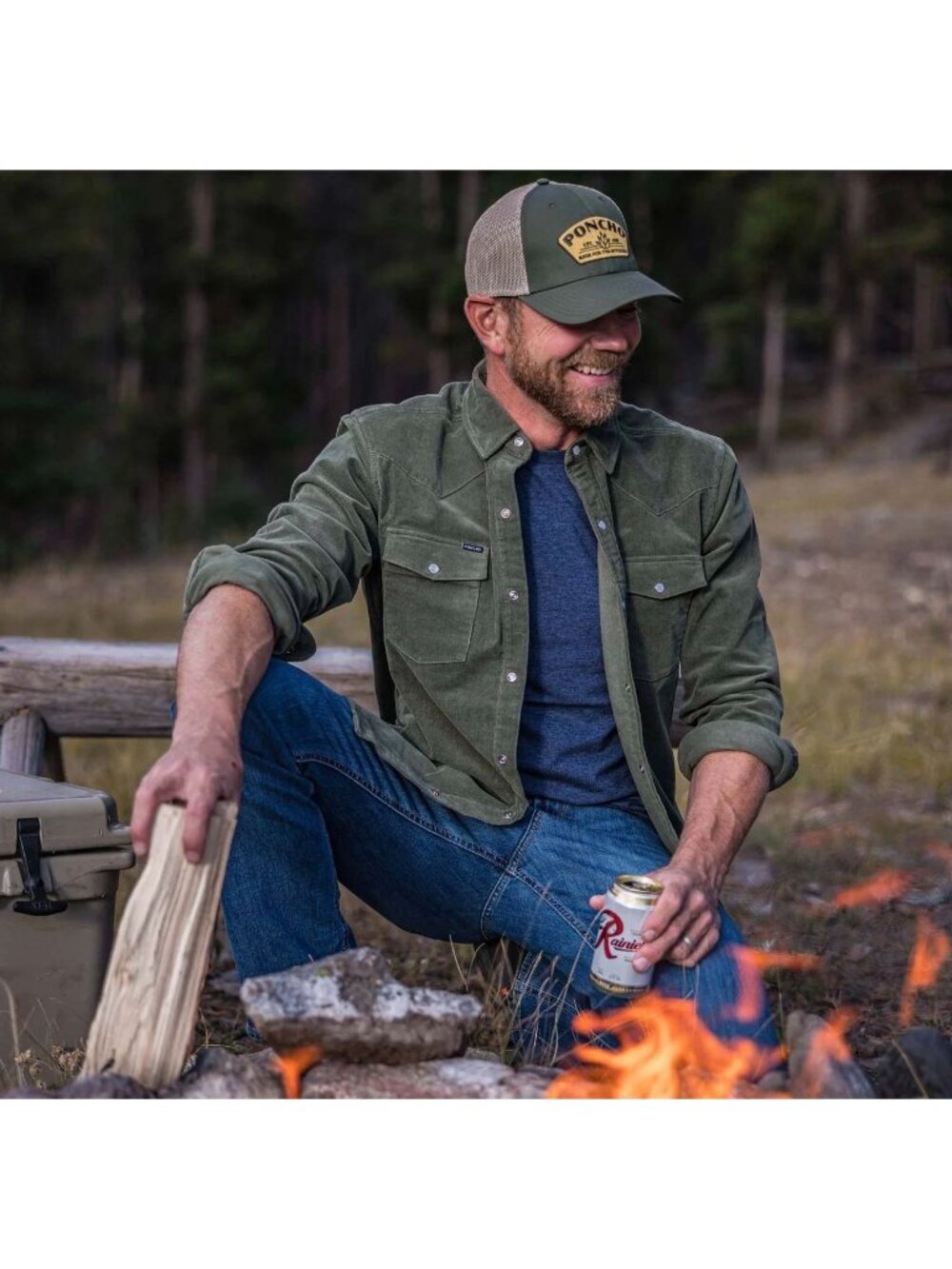 Poncho The Zilker Corduroy Olive Green Shirt Men’s Size XXL